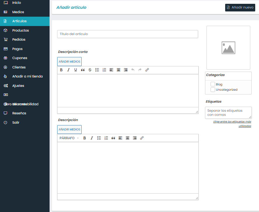 escritorio de tienda